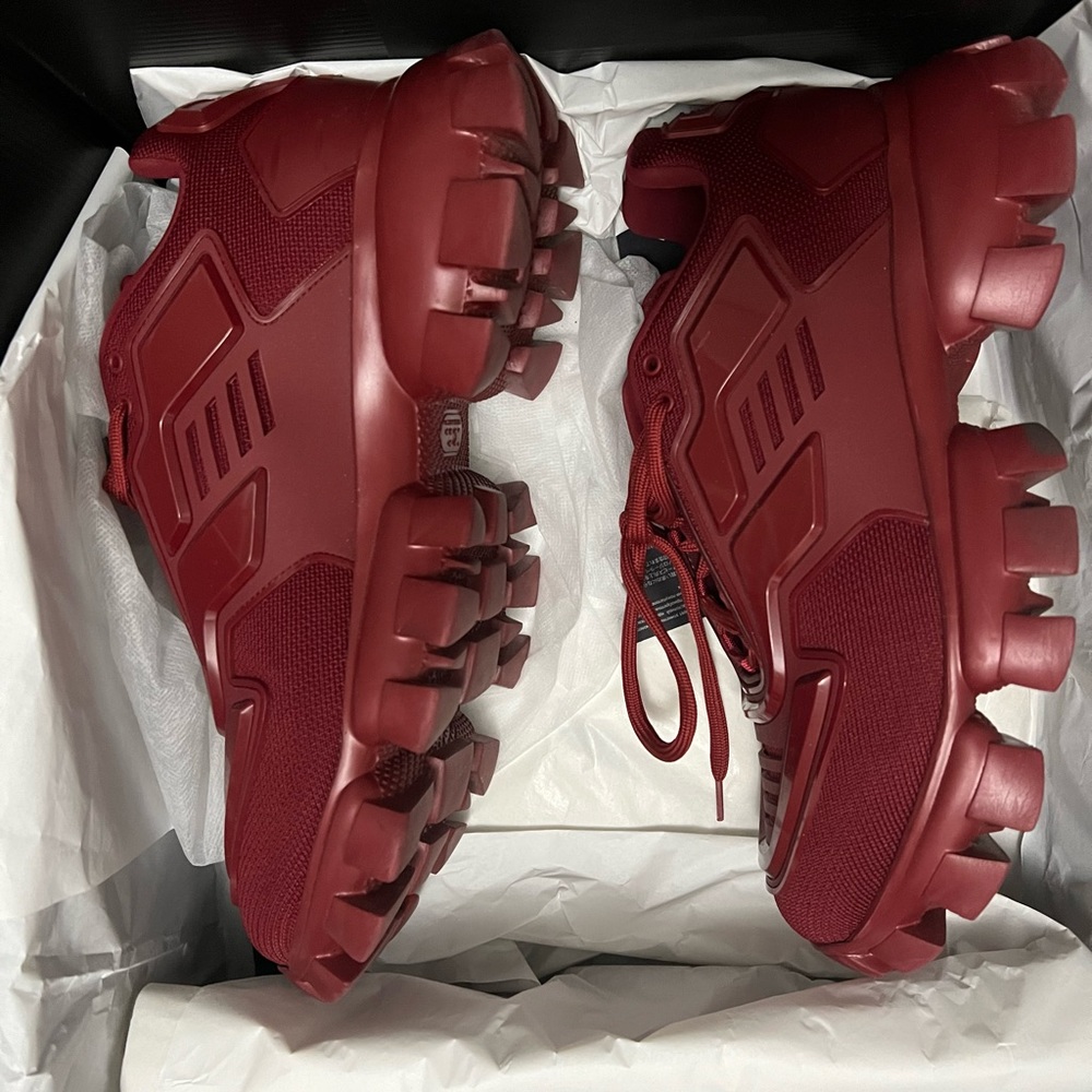 Red thunderburst Prada sneakers mens